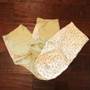 Set of 3 organic velcro swaddle sleepsacks (0-3M)